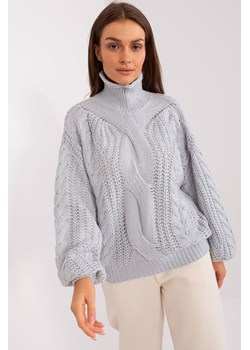 Szary damski sweter oversize z golfem ze sklepu 5.10.15 w kategorii Swetry damskie - zdjęcie 169692606