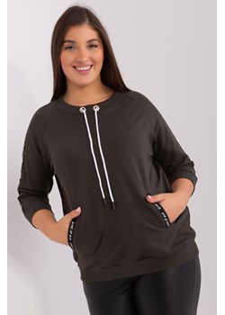 Ciemna khaki bluza damska plus size z troczkami ze sklepu 5.10.15 w kategorii Bluzy damskie - zdjęcie 169692879