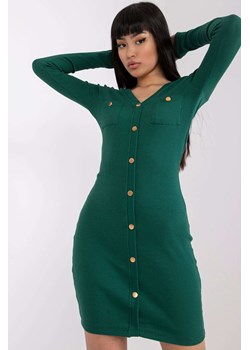 Sukienka z ozdobnymi guzikami - ciemny zielony ze sklepu 5.10.15 w kategorii Sukienki - zdjęcie 169692979