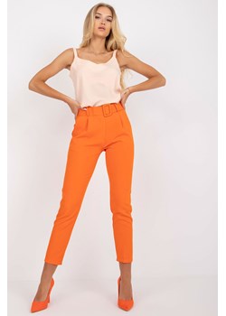 Pomarańczowe klasyczne spodnie z materiału z prostą nogawką Giulia ze sklepu 5.10.15 w kategorii Spodnie damskie - zdjęcie 169693166