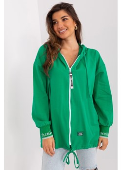Zielona długa bluza rozpinana z kapturem ze sklepu 5.10.15 w kategorii Bluzy damskie - zdjęcie 169693399