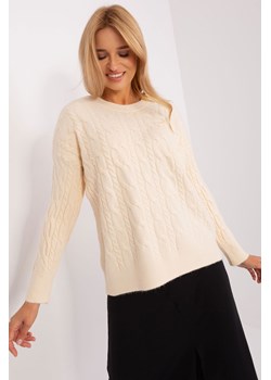 Kremowy sweter damski z warkoczami o luźnym kroju ze sklepu 5.10.15 w kategorii Swetry damskie - zdjęcie 169693426