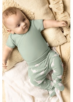 Półśpioch bawełniany dla niemowlaka- białe dinozaury ze sklepu 5.10.15 w kategorii Spodnie i półśpiochy - zdjęcie 169693529