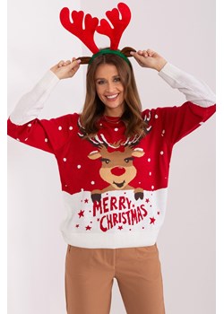 Sweter świąteczny z reniferem czerwony ze sklepu 5.10.15 w kategorii Swetry damskie - zdjęcie 169693635