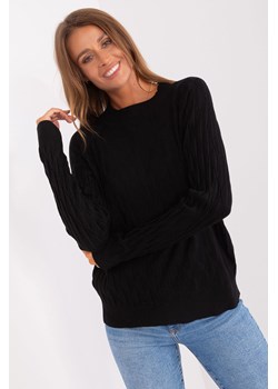 Czarny damski sweter klasyczny ze ściągaczami ze sklepu 5.10.15 w kategorii Swetry damskie - zdjęcie 169693877