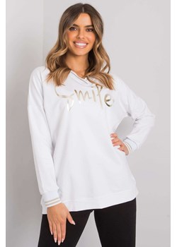 RUE PARIS Biała bluzka damska z nadrukiem Smile ze sklepu 5.10.15 w kategorii Bluzki damskie - zdjęcie 169694028