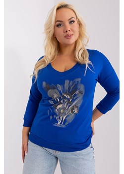 Bluzka plus size z dekoltem w serek kobaltowy ze sklepu 5.10.15 w kategorii Bluzki damskie - zdjęcie 169694059