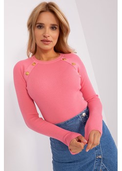 Różowy damski sweter klasyczny w prążek ze sklepu 5.10.15 w kategorii Swetry damskie - zdjęcie 169694316