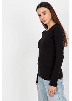 Czarna bluzka basic longsleeve z okrągłym dekoltem ze sklepu 5.10.15 w kategorii Bluzki damskie - zdjęcie 169694645