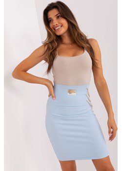 Jasnoniebieska spódnica dzianinowa z naszywką ze sklepu 5.10.15 w kategorii Spódnice - zdjęcie 169694849