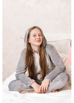 Kombinezon dla dziewczynki w kształcie pieska z uszami na kapturze - szary ze sklepu 5.10.15 w kategorii Piżamy dziecięce - zdjęcie 169694938