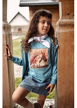 T-shirt dziewczęcy z koniem - niebieski ze sklepu 5.10.15 w kategorii Bluzki dziewczęce - zdjęcie 169694948