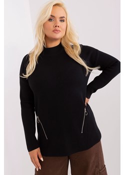 Czarny damski sweter plus size z wiskozą ze sklepu 5.10.15 w kategorii Swetry damskie - zdjęcie 169695125