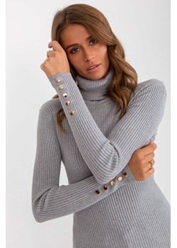 Szary sweter z golfem w prążki ze sklepu 5.10.15 w kategorii Swetry damskie - zdjęcie 169695206