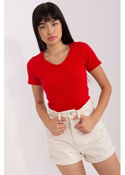 Czerwona bluzka damska basic z krótkim rękawem ze sklepu 5.10.15 w kategorii Bluzki damskie - zdjęcie 169695405