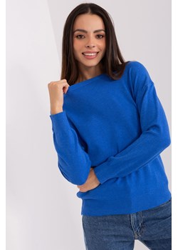Ciemnoniebieski sweter damski klasyczny z bawełnaą ze sklepu 5.10.15 w kategorii Swetry damskie - zdjęcie 169695805