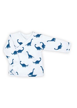 Biała bluzka kopertowa niemowlęca- niebieskie dinozaury ze sklepu 5.10.15 w kategorii Kaftaniki i bluzki - zdjęcie 169695957