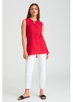 Czerwona bluzka damska z dodatkiem lnu ze sklepu 5.10.15 w kategorii Bluzki damskie - zdjęcie 169696228