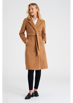 Beżowy płaszcz damski z wiązaniem ze sklepu 5.10.15 w kategorii Płaszcze damskie - zdjęcie 169696268