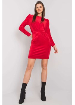Czerwona sukienka welurowa z długim rękawem Ellara ze sklepu 5.10.15 w kategorii Sukienki - zdjęcie 169696397
