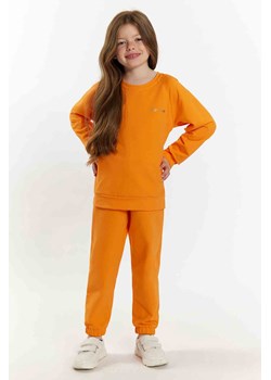 Komplet dresowy dziewczęcy - bluza i spodnie dresowe - pomarańczowe ze sklepu 5.10.15 w kategorii Dresy dziewczęce - zdjęcie 169696429