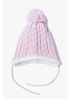 Ciepła zimowa czapka dla niemowlaka wiązana pod szyją - różowa ze sklepu 5.10.15 w kategorii Czapki dziecięce - zdjęcie 169696527