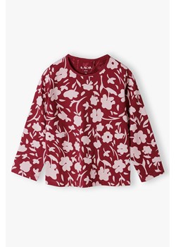 Bluzka dla dziewczynki bordowa w kwiaty - długi rękaw ze sklepu 5.10.15 w kategorii Bluzki dziewczęce - zdjęcie 169696737