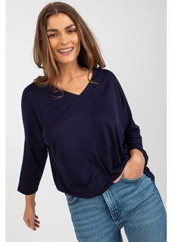 Granatowa damska bluzka basic o kroju oversize ze sklepu 5.10.15 w kategorii Bluzki damskie - zdjęcie 169696968