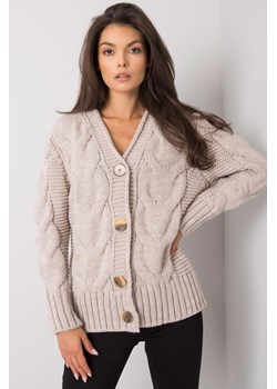 Beżowy sweter rozpinany z ozdobnym splotem ze sklepu 5.10.15 w kategorii Swetry damskie - zdjęcie 169697096