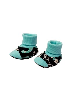 Czarne butki niemowlęce z motywem duinozaurów w turkusowej kolorystyce ze sklepu 5.10.15 w kategorii Buciki niemowlęce - zdjęcie 169697148