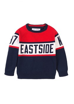 Sweter z okrągłym dekoltem oraz napisem w stylu sportowym dla chłopca ze sklepu 5.10.15 w kategorii Swetry chłopięce - zdjęcie 169697155