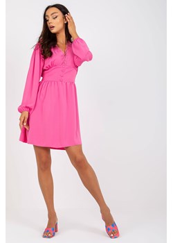 Różowa sukienka na co dzień z koronką przy dekolcie ze sklepu 5.10.15 w kategorii Sukienki - zdjęcie 169697299