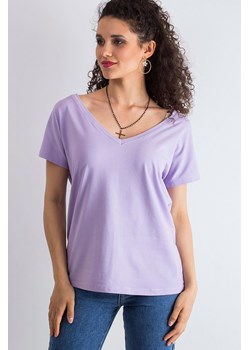 Bawełniany t-shirt damski fioletowy ze sklepu 5.10.15 w kategorii Bluzki damskie - zdjęcie 169697495