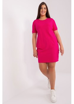 Fuksjowa bawełniana sukienka basic plus size ze sklepu 5.10.15 w kategorii Sukienki - zdjęcie 169697636