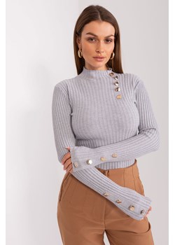 Prążkowany sweter z wiskozą szary ze sklepu 5.10.15 w kategorii Swetry damskie - zdjęcie 169697737