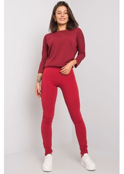 Bordowe legginsy Basic ze sklepu 5.10.15 w kategorii Spodnie damskie - zdjęcie 169697855