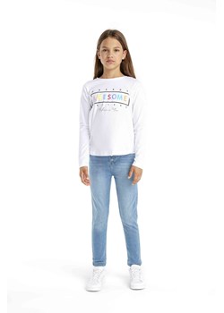 Bawełniana bluzka dziewczęca biała z długim rękawem- Awesome ze sklepu 5.10.15 w kategorii Bluzki dziewczęce - zdjęcie 169697936