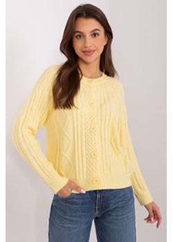 Sweter rozpinany w warkocze jasny żółty ze sklepu 5.10.15 w kategorii Swetry damskie - zdjęcie 169698039