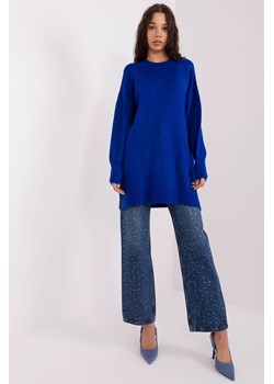 Kobaltowy sweter oversize ze ściągaczami ze sklepu 5.10.15 w kategorii Swetry damskie - zdjęcie 169698096
