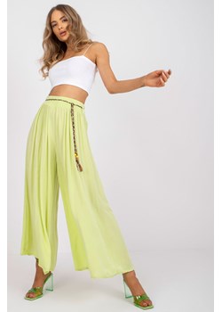 Limonkowe zwiewne spodnie z materiału Surie OCH BELLA ze sklepu 5.10.15 w kategorii Spodnie damskie - zdjęcie 169698137