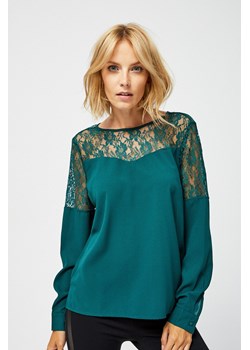 Bluzka damska z koronkową górą- zielona ze sklepu 5.10.15 w kategorii Bluzki damskie - zdjęcie 169698228
