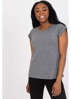 Ciemnoszary melanżowy t-shirt jednokolorowy basic z bawełny ze sklepu 5.10.15 w kategorii Bluzki damskie - zdjęcie 169698235
