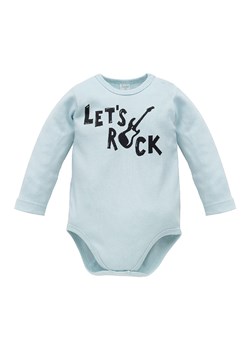 Bawełniane body niemowlęce z długim rękawem Let's rock niebieske ze sklepu 5.10.15 w kategorii Body niemowlęce - zdjęcie 169698295