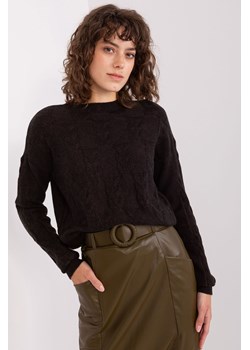 Czarny damski sweter w warkocze z długim rękawem ze sklepu 5.10.15 w kategorii Swetry damskie - zdjęcie 169698328