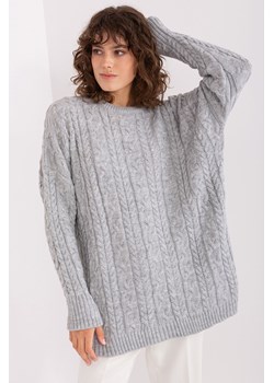Szary sweter w warkocze z dodatkiem wełny ze sklepu 5.10.15 w kategorii Swetry damskie - zdjęcie 169698607