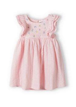 Różowa sukienka niemowlęca bawełniana z krótkim rękawem ze sklepu 5.10.15 w kategorii Sukienki niemowlęce - zdjęcie 169698616