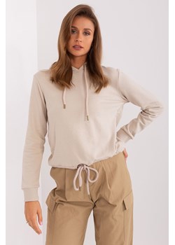 Bluza z kapturem i ściągaczem beżowy ze sklepu 5.10.15 w kategorii Bluzy damskie - zdjęcie 169698638