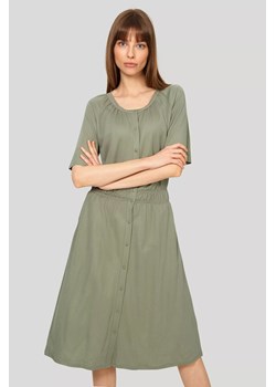 Sukienka z krótkim rękawem zapinana na guziki - zielona ze sklepu 5.10.15 w kategorii Sukienki - zdjęcie 169698797