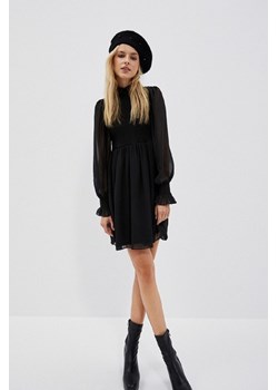 Czarna zwiewna sukienka damska z bufiastymi rękawami ze sklepu 5.10.15 w kategorii Sukienki - zdjęcie 169699125