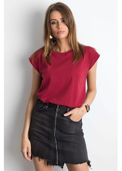 Gładki t-shirt damski - bordowy ze sklepu 5.10.15 w kategorii Bluzki damskie - zdjęcie 169699229
